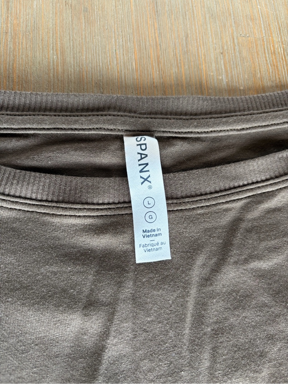 SPANX Taupe Crewneck Tee - Brown